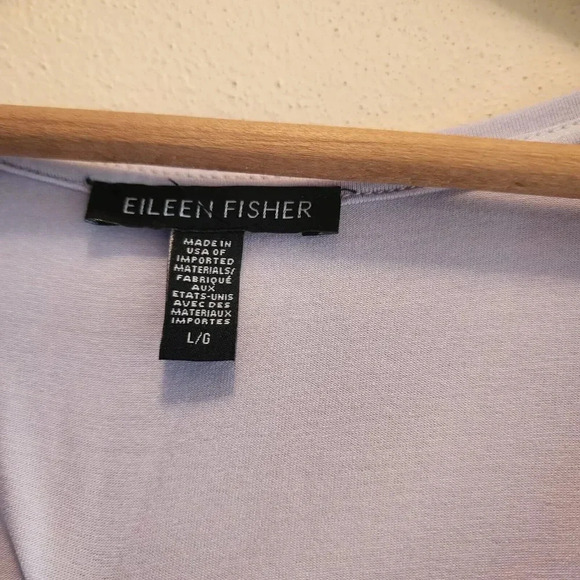Eileen Fisher Top Women's Size Large Purple Short Sleeve Stretch Pullover - Picture 3 of 6